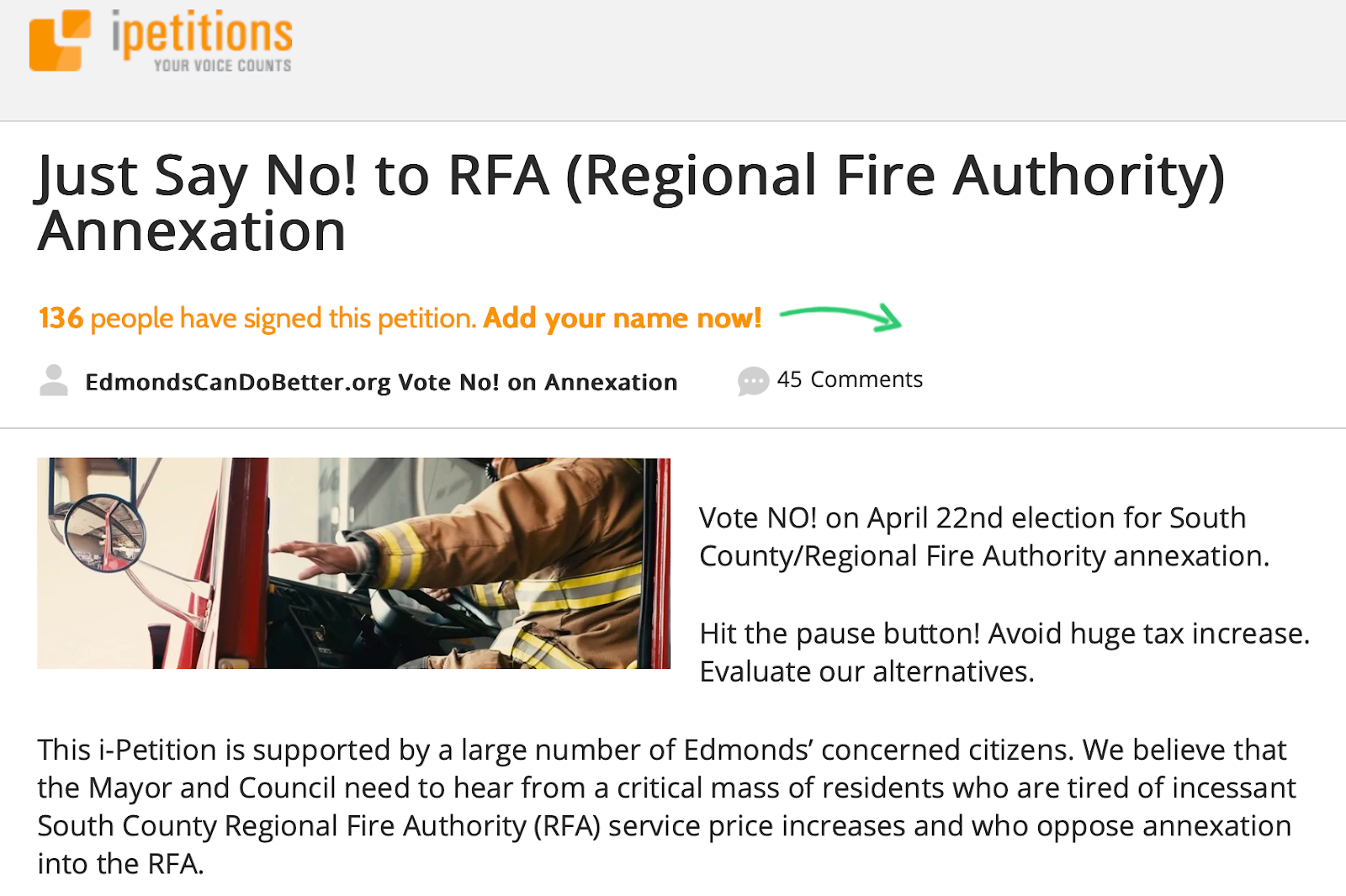 Petition Screenshot